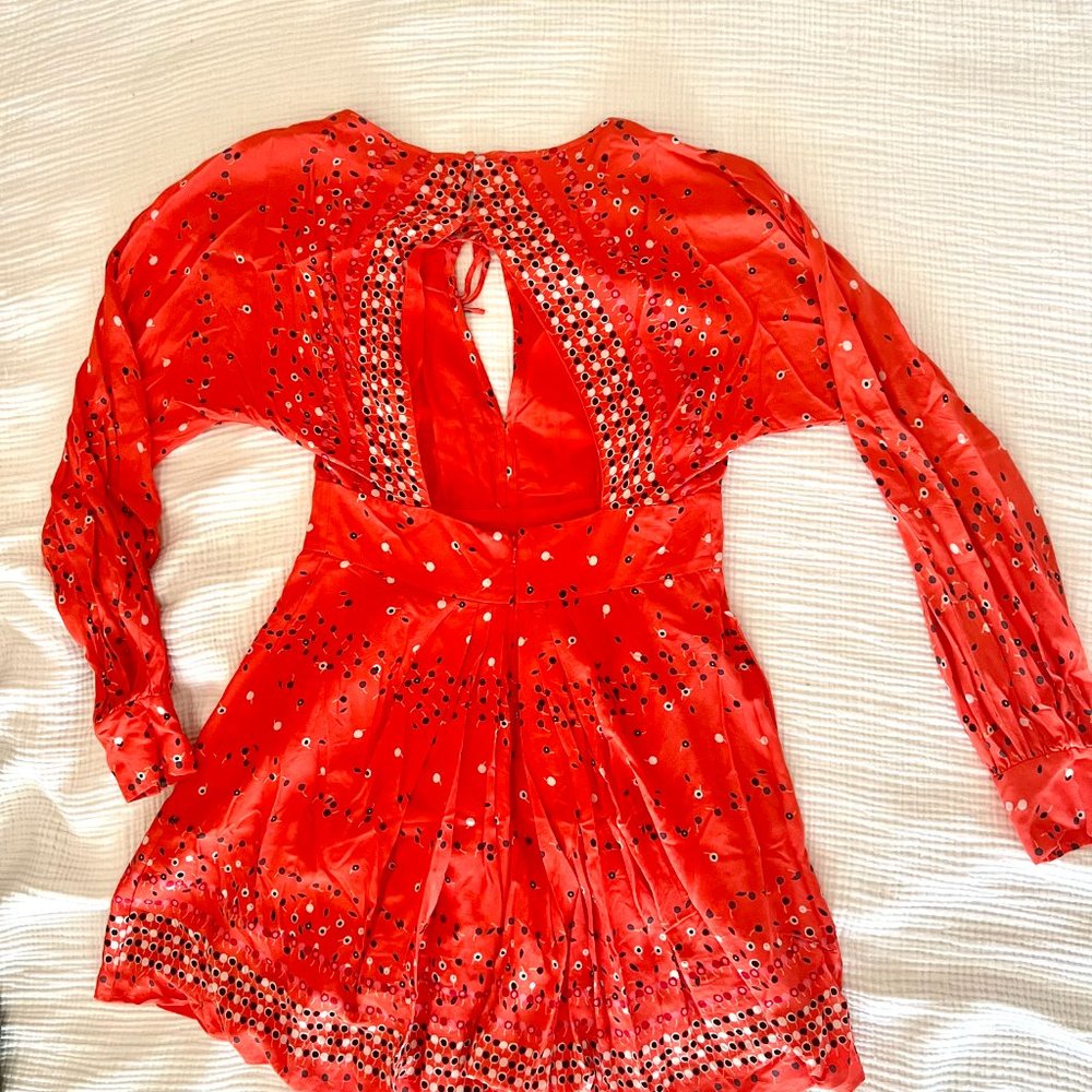 LNC - Free People Coryn Minidress, Coral/Red, Size 10 - Picture 9 of 10